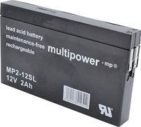 Multipower MP2-12SL MP2-12SL loodaccu 12V 2Ah loodvlies (AGM) (B x H x D) 148 x 90 x 20 mm platte stec - thumbnail