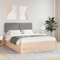 Bedframe met Gevoerd Hoofdgedeelte Lichtgrijs 140 x 190 cm - thumbnail