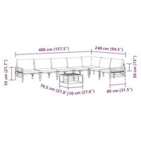 Tuinbankenset met kussen 8 pcs Zwart Staal - thumbnail