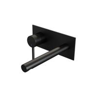 Black Carving inbouw wastafelmengkraan A2 met rechte uitloop en afdekplaat mat zwart - thumbnail