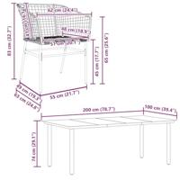 7-delige Tuinset poly rattan glas bruin - thumbnail