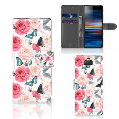 Sony Xperia 10 Hoesje Butterfly Roses Sony Xperia 10 Hoesje Butterfly Roses