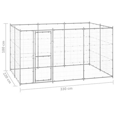 Hondenkennel 7,26 m² gegalvaniseerd staal
