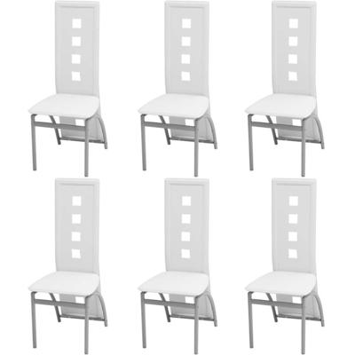 Eetkamerstoelen 6 st kunstleer wit