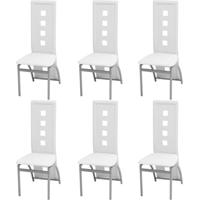 Eetkamerstoelen 6 st kunstleer wit - thumbnail
