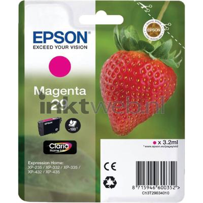 Epson inktcartridge 29, 180 pagina's, OEM C13T29834012, magenta