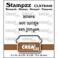 Crealies • stampzz stempelset baby 02: 2 teksten + 1 tag/label - thumbnail