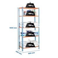 Planken Simon Rack Maderclick 5/400 750 kg Metaal 5 Planken spaanderplaat (180 x 90 x 40 cm) - thumbnail