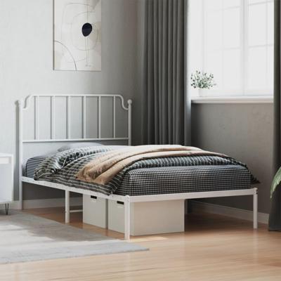 Bedframe met hoofdbord metaal wit 107x203 cm