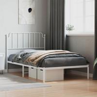 Bedframe met hoofdbord metaal wit 107x203 cm - thumbnail