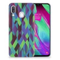 Samsung Galaxy A40 | TPU Hoesje | Abstract Green Blue - thumbnail