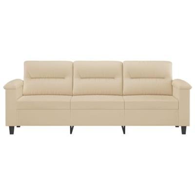 Driezitsbank 180 cm microvezelstof crmekleurig