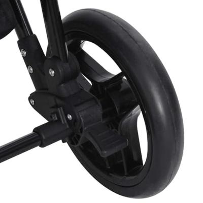 VidaXL Kinderwagen 2-in-1 staal antracietkleurig en zwart