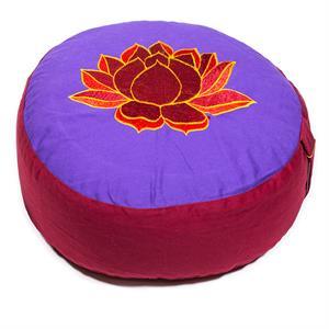 Yogi & Yogini Meditatiekussen Rond Katoen Violet - Lotus - 33 x 17 cm