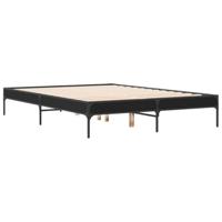 Bedframe LED bewerkt hout metaal zwart 140x190 cm - thumbnail