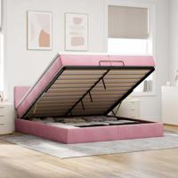 Ottoman bed met matras 200x200 cm fluweel roze - thumbnail