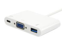 Equip 133462 usb type c to vga female/usb a female/pd adapter, 1080p, 15cm, white - thumbnail