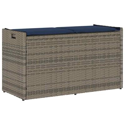 Opbergbank met kussen voor buiten 100 cm poly rattan grijs Opbergbank met kussen voor buiten 100 cm poly rattan grijs