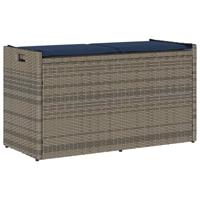 Opbergbank met kussen voor buiten 100 cm poly rattan grijs - thumbnail