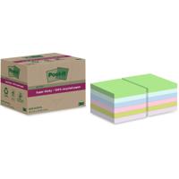 Post-it Super Sticky Notes Recycled, 70 vel, ft 76 x 76 mm, assorti, pak van 12 blokken - thumbnail