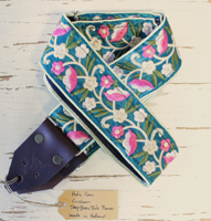 Holy Cow Straps Deep Green Pink Flower - thumbnail