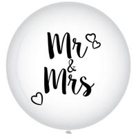 XL Ballon Mr. & Mrs. Wit - 90 cm - thumbnail