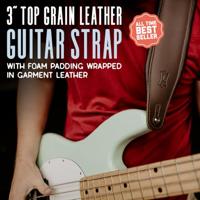 Levys Leathers M26PD-BLK gevoerde lederen gitaarband - zwart - thumbnail