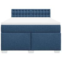 Boxspring met matras stof blauw 140x190 cm - thumbnail