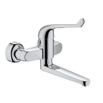 GROHE Euroeco veiligheids wandkraan draaibare uitloop chroom 32793000 GROHE Euroeco veiligheids wandkraan draaibare uitloop chroom 32793000