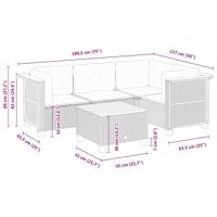 5-delige Loungeset met kussens poly rattan beige - thumbnail