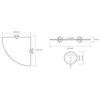 Glazen Hoek Planchet Sapho X-Round 25.5x5.5 cm Chroom - thumbnail