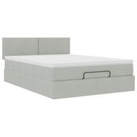 Ottoman bed met matras en LED's 140x200cm fluweel lichtgrijs - thumbnail