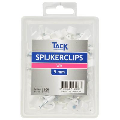 Spijkerclips wit 9mm 100 stuks