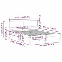 Bedframe met hoofdeinde Naturel 160 x 200 cm Massief grenenhout - thumbnail