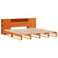 Bed met boekenkast zonder matras hout wasbruin 200x200 cm - thumbnail