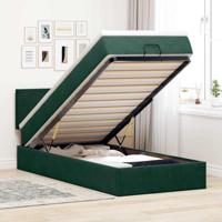 Ottoman bed met matras 100x200 cm fluweel donkergroen - thumbnail