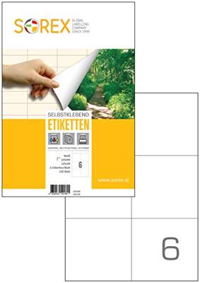 A4 etiketten 105 x 99 mm wit 100 vel Sorex