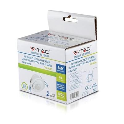 V-TAC 5091 Bewegingsmelder Inbouw (in muur) 360 ° Wit IP20