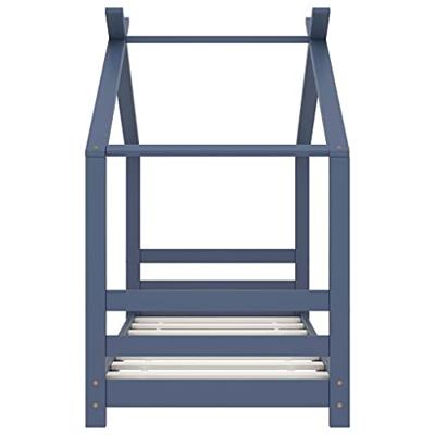 Kinderbedframe massief grenenhout grijs 70x140 cm
