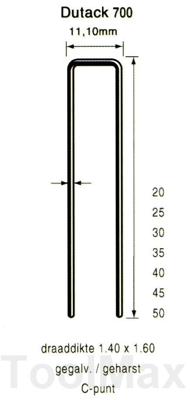 Dutack nieten 700 serie 40 mm [10.000] Cnk hars