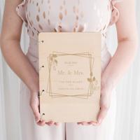 Houten gastenboek geo leaves - thumbnail