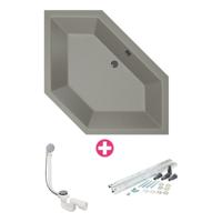 Hoekbad Xenz Society 145 | Inbouw | 145x145 cm | Incl.Badafvoer | Met overloop | Acryl | Cement mat - thumbnail