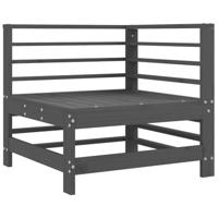 Hoekbank met kussens massief grenenhout grijs - thumbnail