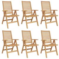 Tuinstoel 6 pcs Bruin 52 x 64.5 x 108 cm Massief teakhout - thumbnail