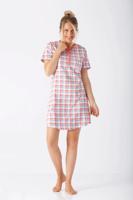 Geruit roze nachthemd Hajo - thumbnail