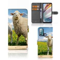 Motorola Moto G60 | Telefoonhoesje | Met pasjeshouder | Schaap en Lammetje - thumbnail