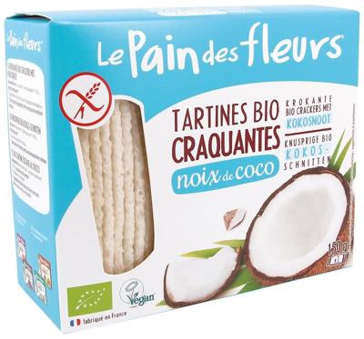 Pain Des Fleurs Krokante bio crackers met kokos bio 150 Gram Pain Des Fleurs Krokante bio crackers met kokos bio 150 Gram