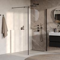 Brauer Oblivion - Inloopdouche - Helder Glas - 130 x 200 cm - met Zijwand 40 cm - incl. Glascoating - Mat Zwart - thumbnail
