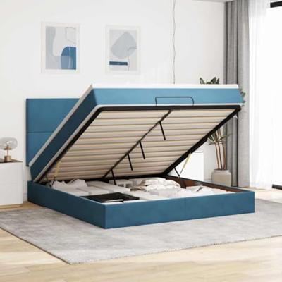 Ottoman bed met matrassen 180x200cm fluweel donkerblauw