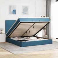 Ottoman bed met matrassen 180x200cm fluweel donkerblauw - thumbnail